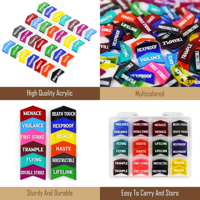 FIGURESLAB Store 60Pcs MTG Abilities Keyword Tokens with Box, Color Coded MTG Creature Stats Buff Tokens for Magic The gatering, Compatible with TCG, CCG Magic Card Games Accessories - Image 4